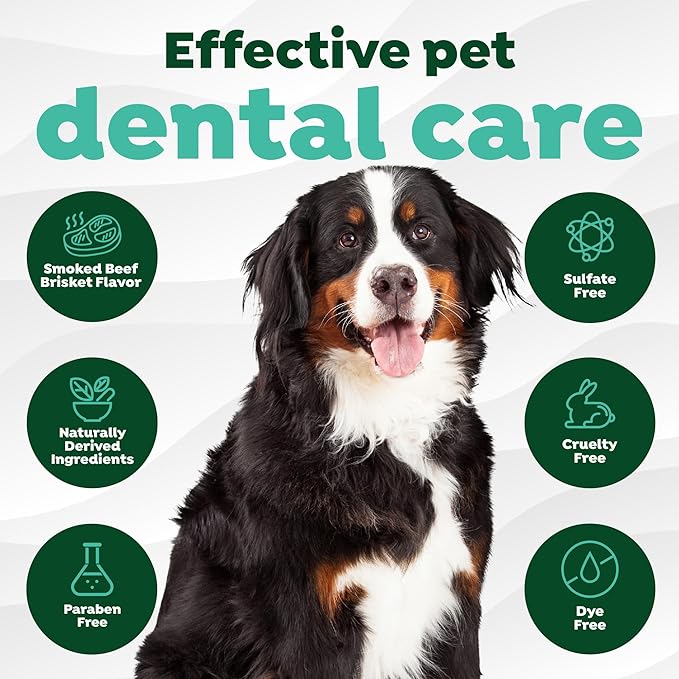 TropiClean Fresh Breath Oral Care Kit - Soft Bristle Finger Toothbrush - Dog Tooth Brushing Kit - Beef Brisket Flavor Dog Toothpaste