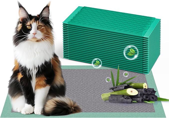 Gardner Pet Cat Pads Refills for Litter Box 20Counts, 16.9"x11.4" Odor Control Unscented Cat Pee Pads, Cat Liiter Pads with Activated Carbon for Breeze Litter System(Green)