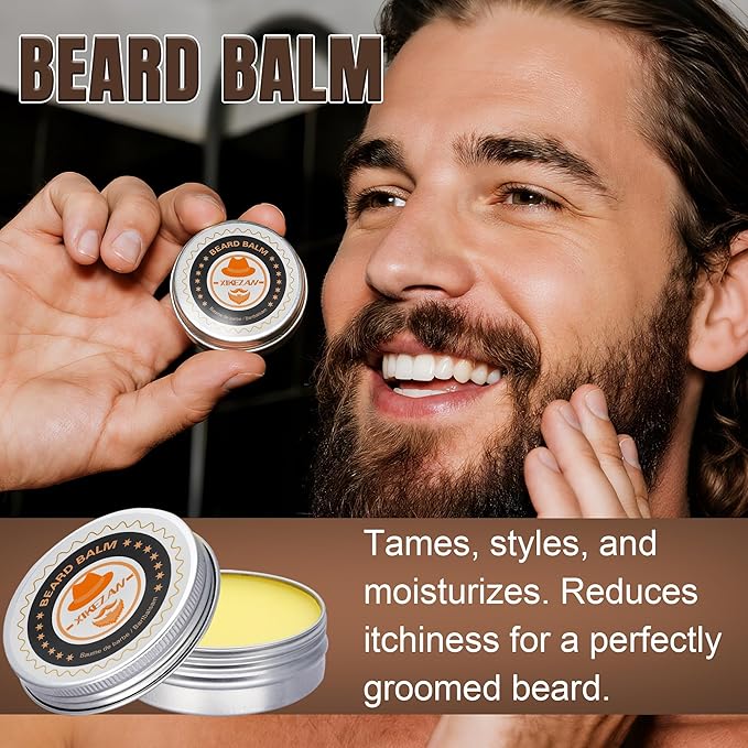 XIKEZAN Beard Kit for Mens Care & Grooming Sets with 2 Pack Beard Oils, Wash, Conditioner, Balm, Brush, Comb & Scissors, Birthday Gifts for Men Him,Valentines Christmas Gifts Mens Stocking Stuffers