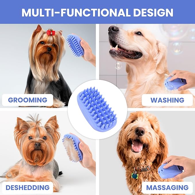 We Love Doodles Hypoallergenic Dog Shampoo, Conditioner & Detangler and Pet Bath Brush - Organic Ingredients, Sensitive Skin & Allergies, Made in USA, Grooming Brush for Shower Scrubbing & Soothing