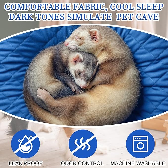3 Pcs Ferret Cage Liner Washable Ferret Pads Bedding Cage Accessories Kit for Small Animals Hamster Rats Chinchillas Hedgehogs Guinea (Single Unit Set,Blue)