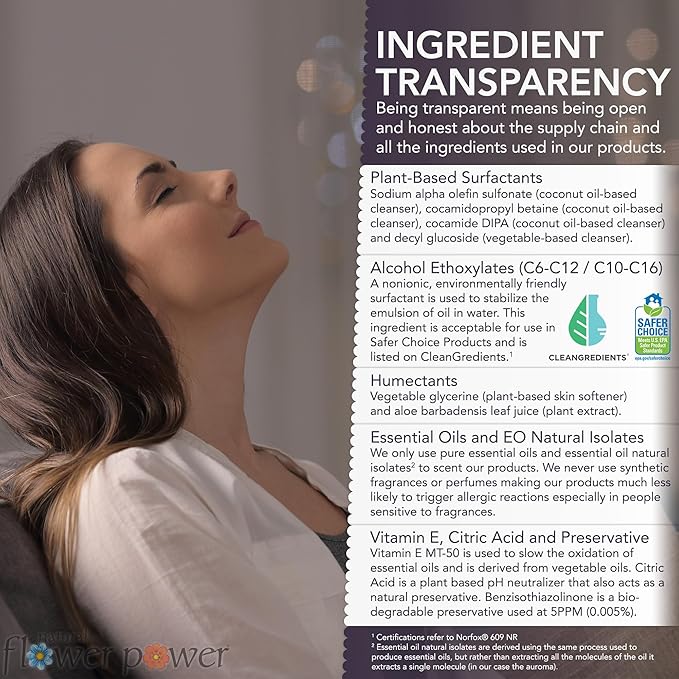 Natural Flower Power Liquid Dish Soap Refill – 66 Fl Oz Refills 4X – Plant-Based & Scented w/Pure Essential Oils – Natural Dishwashing Detergent – Sulfate-Free Kitchen Soap (Lavender)