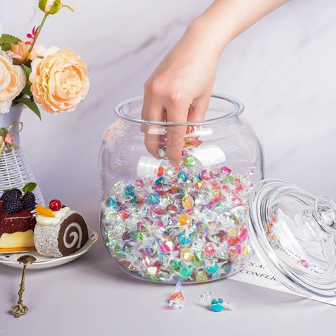 128 oz Unbreakable & Dishwasher Safe Airtight Food Storage Canister | 1 Gallon Premium Plastic Shatterproof Apothecary Jars | Container for Cookie, Dog Treats, Pet Food, Candy