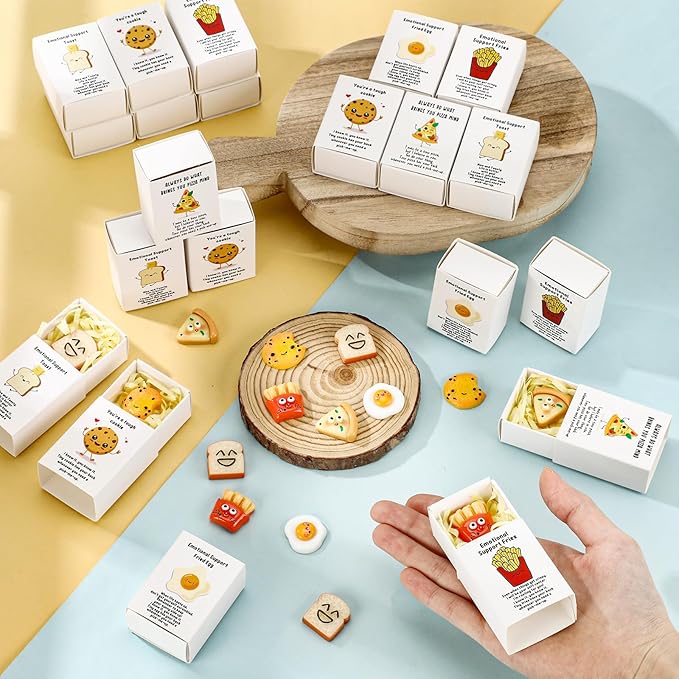 35 Set Employee Appreciation Gifts Bulk Coworkers Thank You Desk Pets Holiday Small Cute Emotional Support Resin Ornaments Card Box for Women Men Adults Office (Toast)