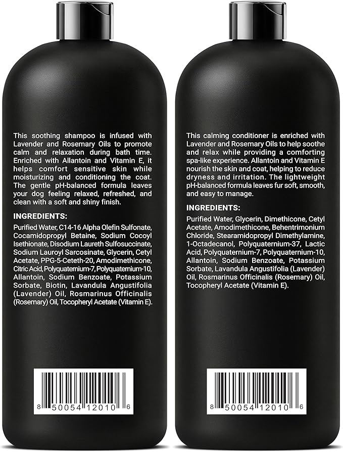 ALFIE'S CHOICE Calm & Comfort Dog Shampoo & Conditioner Set | 16 fl oz Each | Lavender & Rosemary with Vitamin E | Soothing, Moisturizing for Calming All Breeds