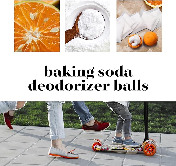 12 Pack Baking Soda Deodorizers, 6 Deodorizer Balls + 6 Refills, Odor Eliminator for Shoes Closets Bathroom Pets, Air Freshener for Home, Up to 240 Days
