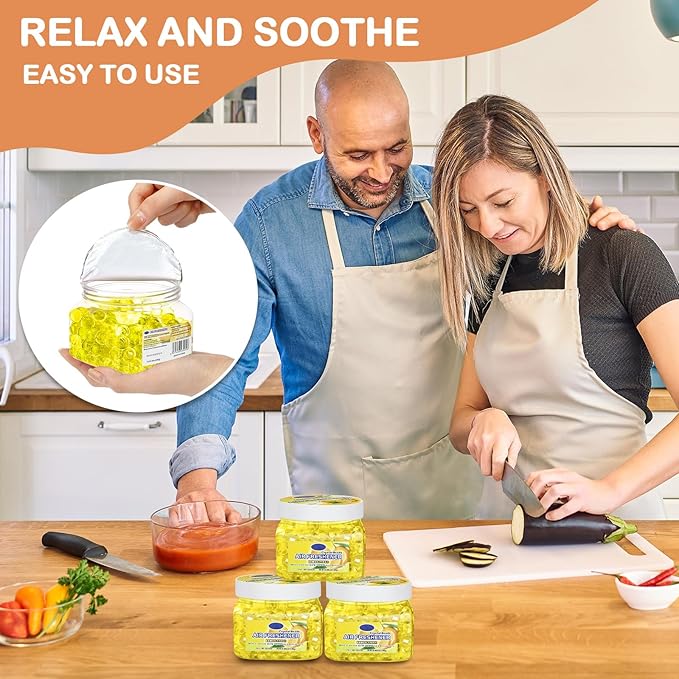 18 Pack Odor Eliminator Gel Beads Bulk 8 Ounce Air Freshener Gel Beads Scent Removing Long Lasting Eliminates Odors for Home, Bathrooms, Cars, Boats, RVs and Pet Areas(Lemon)