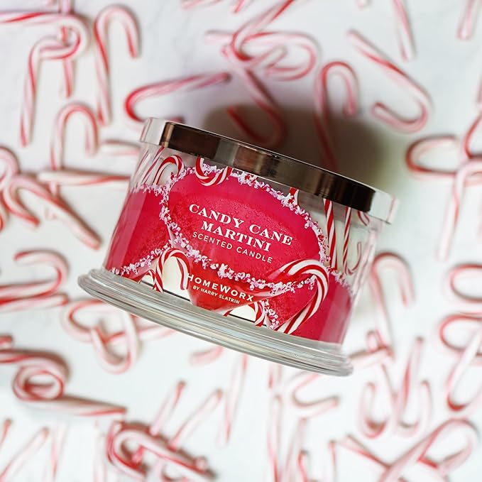 HomeWorx by SLATKIN + CO. Candle- Candy Cane Martini, 18 oz. Premium Scented Candle - 30-55 Hours Burn Time