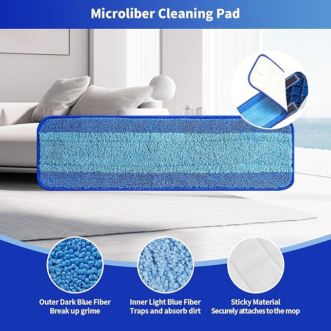15 Pack Microfiber Cleaning Pads for Bona Family of Mops,Washable & Reusable Mop Pads Refill Replacement Safe for Hardwood and Multi-Surfac Floors Have Super-Absorbent