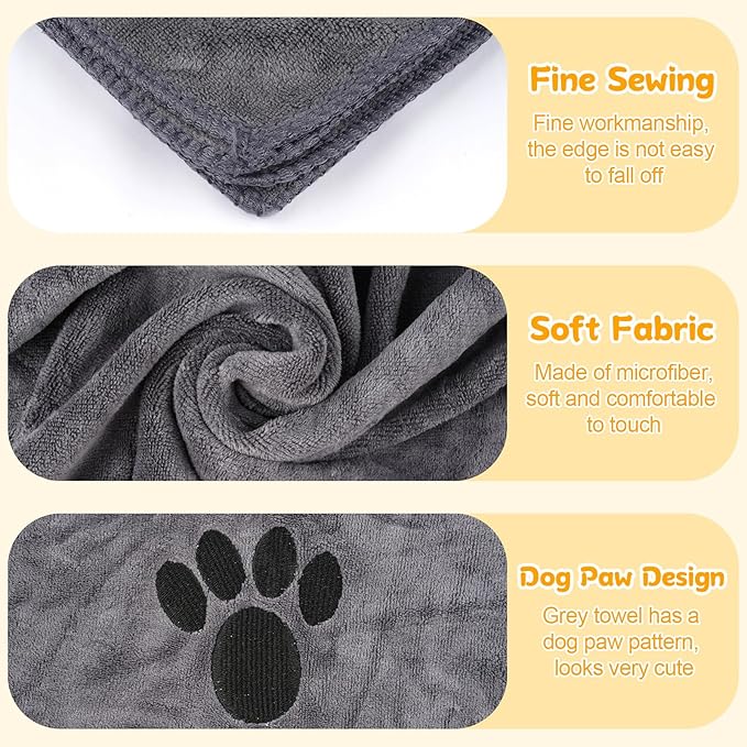 Dog Towels for Drying Dogs Large, Absorbent Microfiber Dogs Bath Towel, 55 x 27.6 Inch Soft Pet Grooming Towel, Dog Shower & Bath Supplies(Grey)