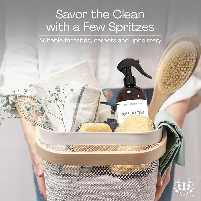 Muse Apothecary Home Ritual Active Odor Eliminator Spray - Furniture Deodorizer Spray & Bathroom Odor Eliminator for Home - Essential Oil Air Freshener - 4oz, Mediterranean Citrus