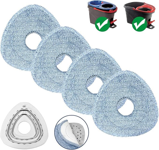 Mop Pads for O-Cedar, New Upgrade 4 Pack Mop Refill Pads, Perfect Addition for Ocedar System Owners, Machine Washable, Reusable, Easy to Replace