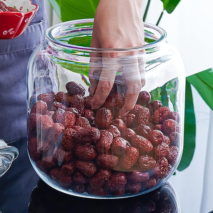 128 oz Unbreakable & Dishwasher Safe Airtight Food Storage Canister | 1 Gallon Premium Plastic Shatterproof Apothecary Jars | Container for Cookie, Dog Treats, Pet Food, Candy