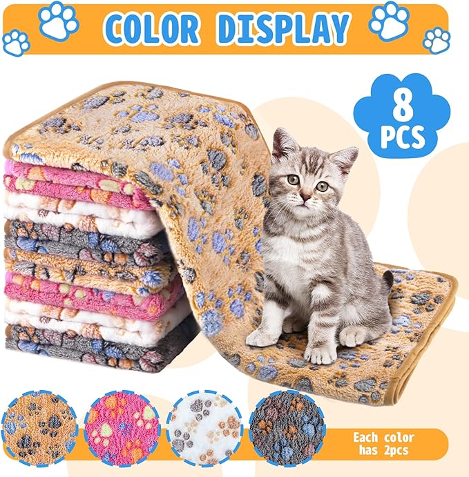 8Pack Soft Guinea Pig Bedding Blankets Washable Small Animal Fleece Cage Liners Reusable Pet Pee Pad Sleep Mat Pad Cover for Hamster Chinchilla Rabbit Hedgehog Dog Cat Essentials (20×30 Inch)