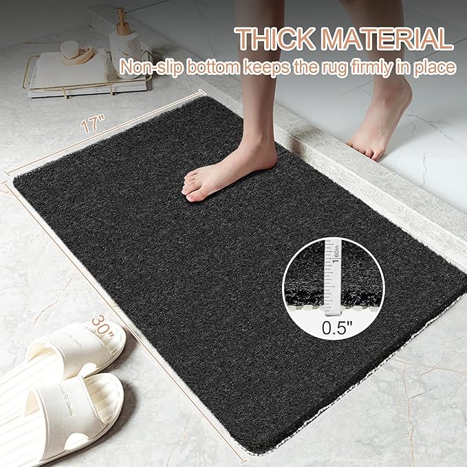 Joyhalo Shower Mats for Showers Anti Slip for Elderly, 30'' x 17'' Non Slip Bath Mat for Inside Shower, Bath Tub Mats for Bathroom Non Slip for Shower, PVC Loofah Bathroom Mats, Black