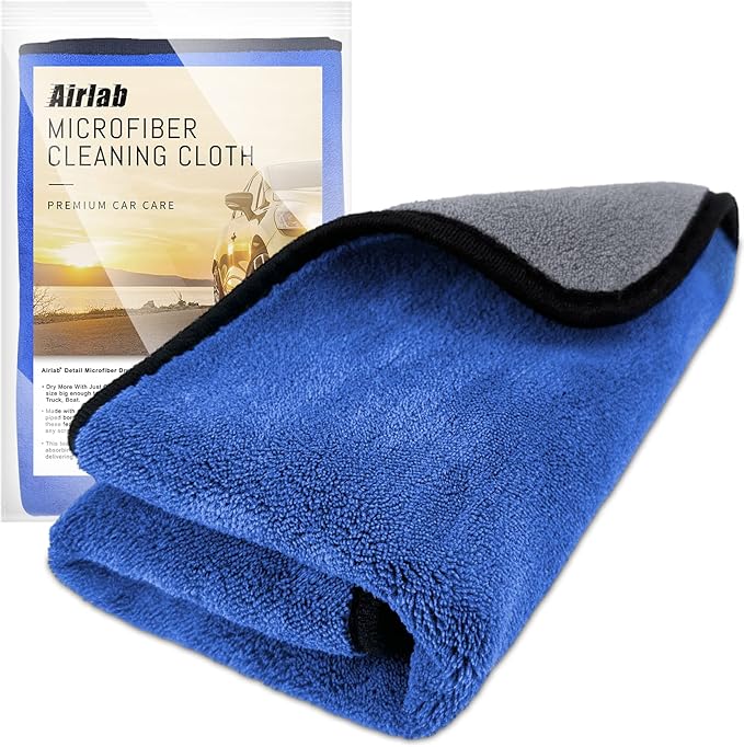 Airlab Microfiber Towels for Cars Wash Drying Thick Plush Cleaning Cloth Auto Detailing Super Absorbent for Interior & Exterior Lint Free, Streak Free, 35 x 24 Inch, 500 GSM, Pack of 1