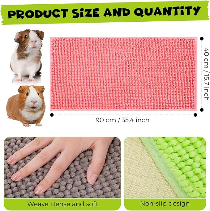 Barydat 8 Pcs Guinea Pig Cage Liner for Guinea Pig Cage Bedding Reusable Rabbit Mat Pad Washable Training Pad Animal Sleeping Bedding Mat(47x24'',Gray, Green, Pink, Blue)