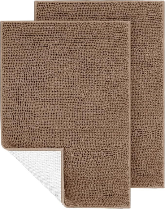 IM HOME 2 Pieces Chenille Absorbent Outdoor Doormat 30" x 20", Washable Muddy Door Mats for Dog Non Slip Indoor Doormats Dog Mat for Muddy Paw Front Inside Doormat for Entryway Camel