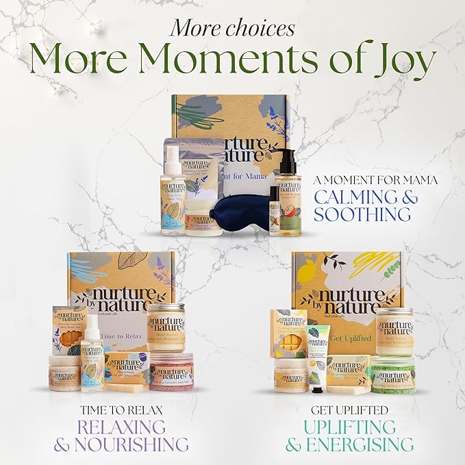 Nurture by Nature RELAX & UPLIFT Spa Kit for Women – Birthday Gifts for Women – 6 Piece Gift Basket with Hand Soap, Body Scrub, Hand Cream & More - Vegan Self Care Kit - Relaxation Gifts for Her