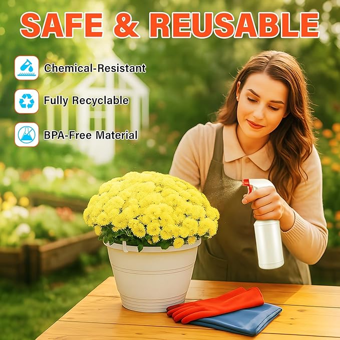 DIYSELF 16oz Spray Bottles 4 Pack, Heavy Duty Refillable Spray Bottles for Cleaning, Plants, and Pets, Chemical Resistant Spray Bottle with Adjustable Nozzle, Squirt Bottles for Multiple Uses