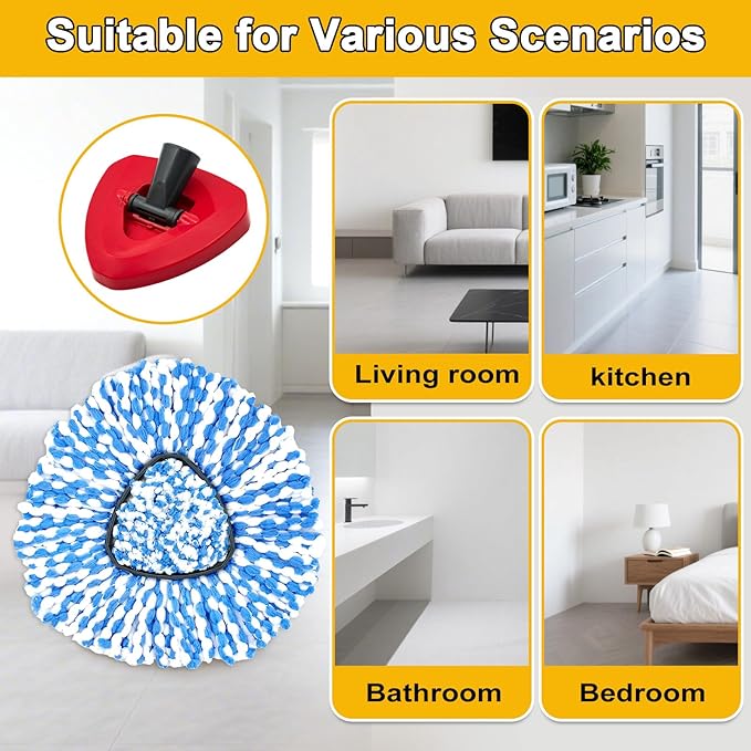 4Pack Mop Replacement Head for O Cedar RinseClean 2 Tank System,1 Pack Mop Replacement Base for O-Cedar,Spin Microfiber Mop Refills for Cleaning All Floors