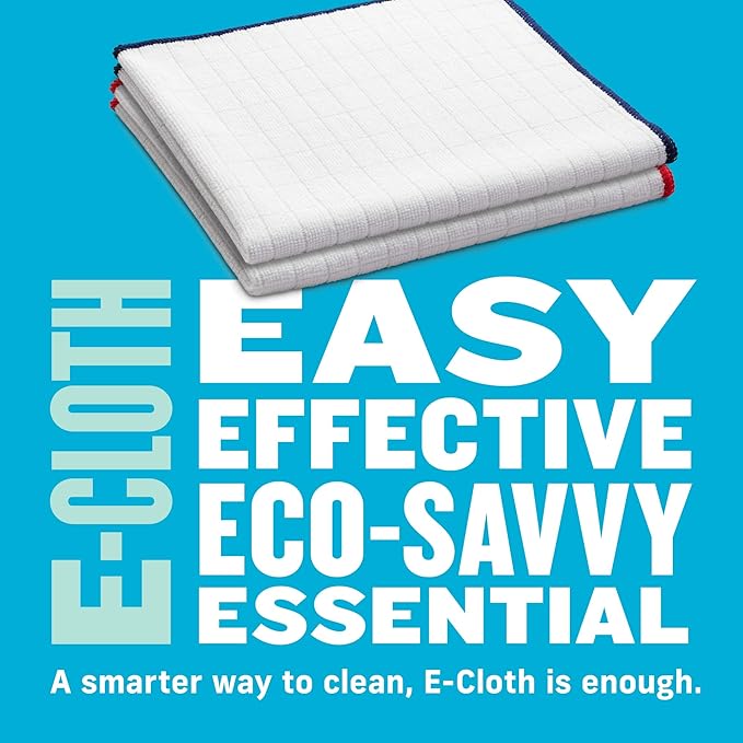 E-Cloth Wash & Wipe Dish Cloth, Microfiber Cleaning Cloth Reusable Paper Towel Alternative Cloths, Dish Towels for Drying Dishes, Glassware, Cookware and Countertops, 100 Wash Guarantee, 2 Count