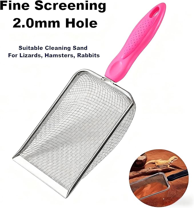 2Pcs Hamster Poop Scoop, Scooper for Hamster Sand Dish, Cleaning Supplies for Hamster, Hermit Crab & Reptile (Pink)