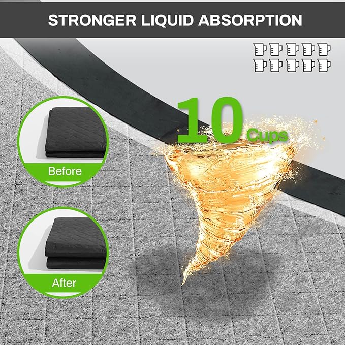 Charcoal Puppy Pads 28x37 Inches Extra Large Dog Pee Pads Odor-Control & Leak-Proof Disposable Pet Training Black New Edge-Wrapping Thicken Potty Pad for Dogs, Cats, Rabbits (50 Pieces)