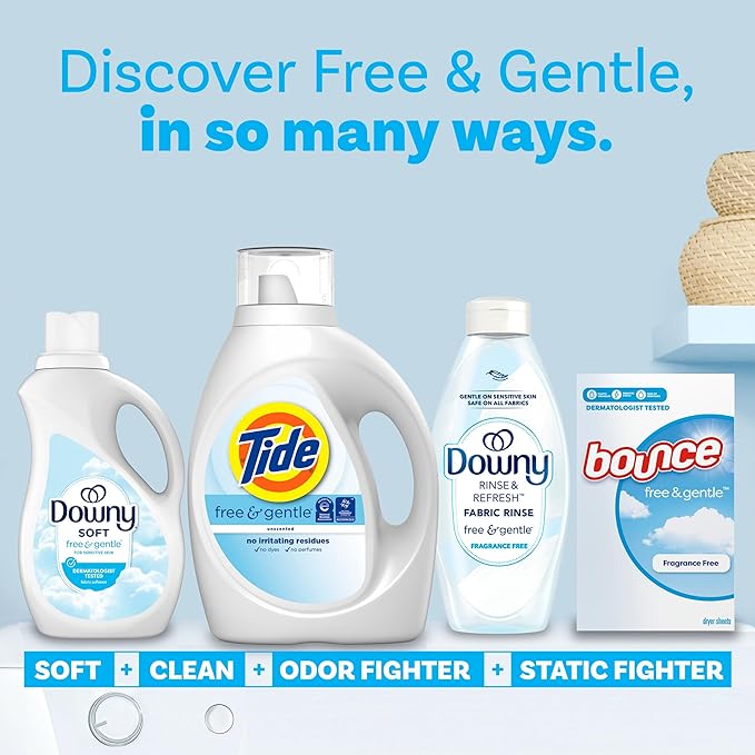 Tide Free & Gentle Liquid Laundry Detergent, 64 Loads, 84 fl oz, Tide Laundry Detergent, Clean Laundry Detergent