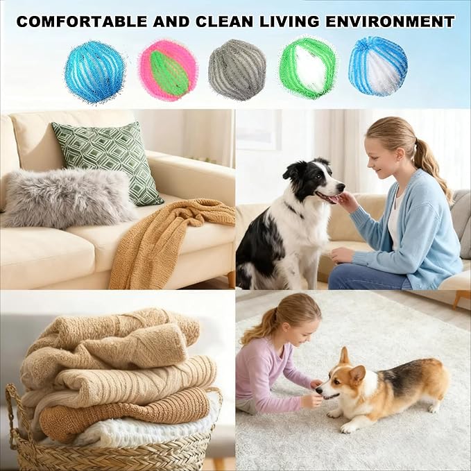 Upgrade 12 PCS Pet Hair Remover for Laundry, Reusable Dog & Cat Hair Catcher for Washer & Dryer, Removes Fur & Lint from Clothes & Bedding, Won’t Damage Fabrics (White Green)