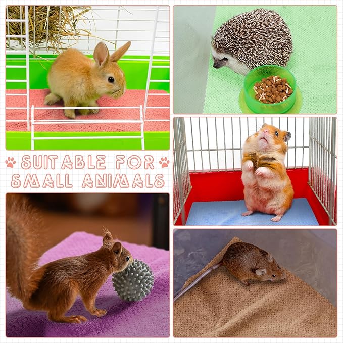 Vitalcozy 10 Pcs Guinea Pig Cage Liners Washable Rat Bedding for Guinea Pigs Controlling Absorbent Waterproof Pee Pads Blanket for Rabbits Hamster Small Animals Chinchilla(18 x 24 Inch,Multicolor)