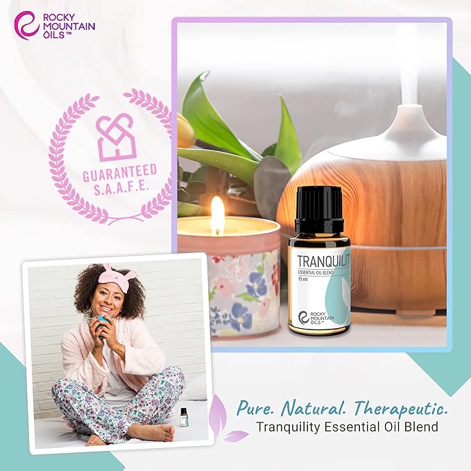Rocky Mountain Oils Tranquility Essential Oil Blend - Essential Oils for Diffuser, Topical, and Home - Essential Oils to Promote Restful Nights - 15ml