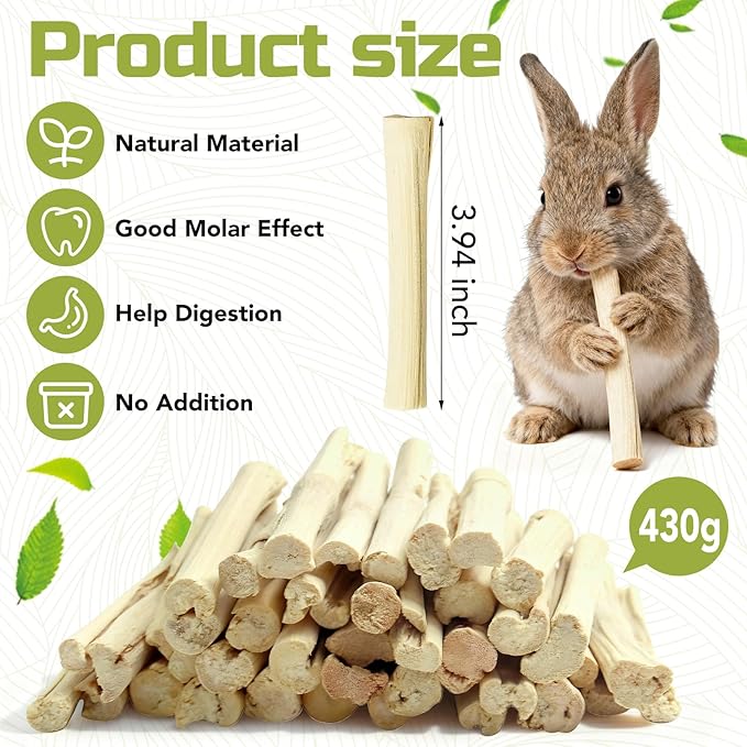 430g Natural Sweet Bamboo Chew Toys Chew Sticks Bamboo Sticks Teething Toy for Rabbit, Bunny, Guinea Pig, Hamster, Chinchilla, Bunny, Rat and Other Small Animals