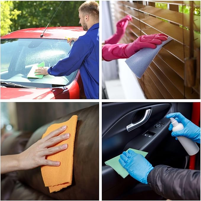 10 Pack Extra Large Original German Shammy Cloths Chamois Towels Super Absorbent for Pets, Parenting Tool Cleaning for Home and Commercial Use Wholesale Bulk (Green)