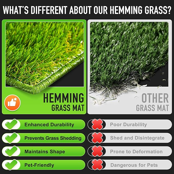 Hompet Artificial Grass for Dogs, 28"x19", Professional Dog Grass Mat, Easy to Clean with Drainage Holes, Potty Training Pad and Replacement Fake Grass Turf, Outdoor Rug Patio Lawn Decoration