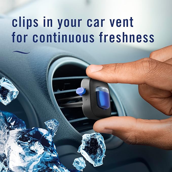 Febreze Car Air Freshener Vent Clip Platinum Ice Scent, .07 oz. Car Vent Clip, Pack of 4