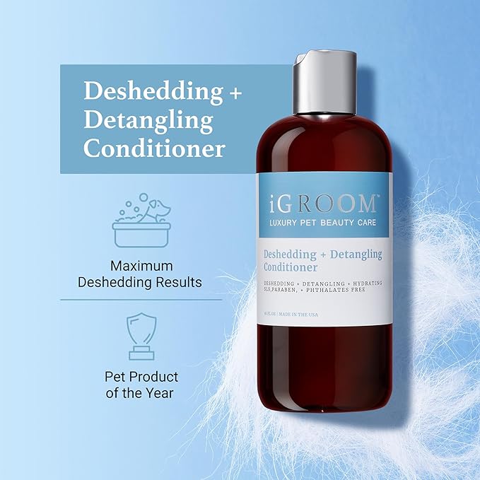 iGroom Deshedding & Detangling Dog Conditioner, Luxury Pet Beauty Care, Loosen Tangles + Unwanted Undercoat, Adds Shine + Volume, Made in USA (1 GAL)