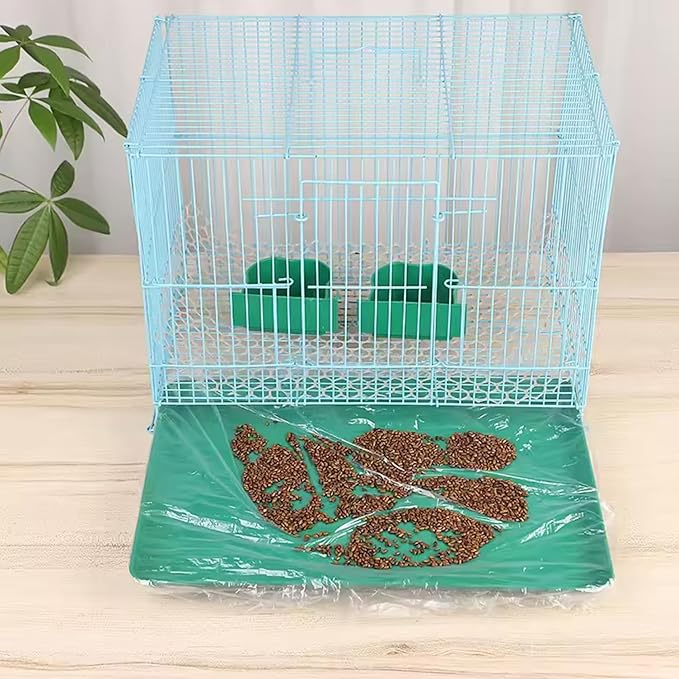 100Pcs Cage Liners, Clear Plastic Disposable Rabbit Cage Liner Guinea Pig Leak Proof Toilet Film for Bunnies Ferrets Chinchillas Birds Small Animal, Litter Box Liners