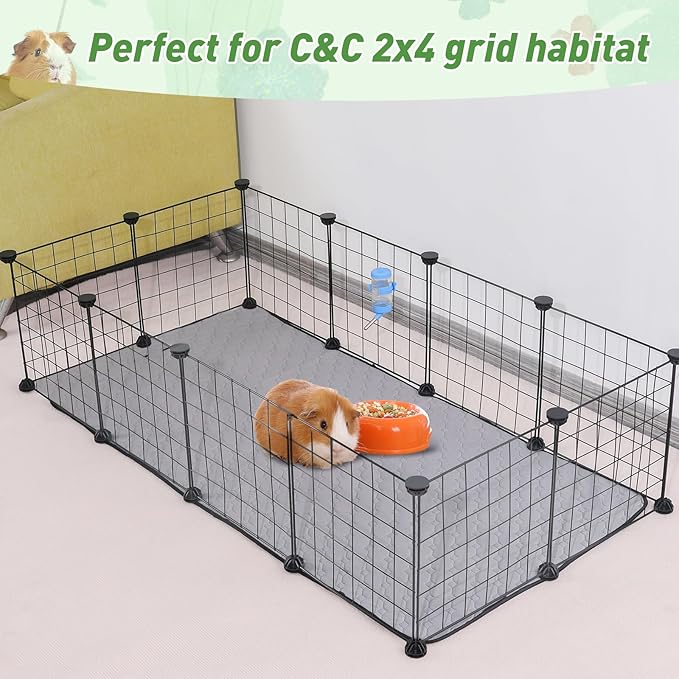 4 Pack Guinea Pig Cage Liners, 24'' X 48'' Washable Guinea Pig Pee Pads, Non Slip Reusable Super Absorbent Guinea Pig Training Mat Bedding Fleece for Small Animals Hamster Rabbit Chinchilla Rat