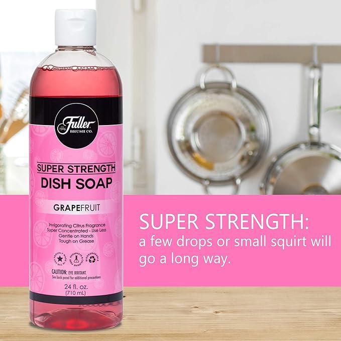 Fuller Brush Super Strength Dish Soap ? Economical ? Use Much Less ? For Dishes, Glasses, Silverware, Utensils, Pots, Pans, Countertops, Tables ? Invigorating Fragrance (Grapefruit) 6 Pack
