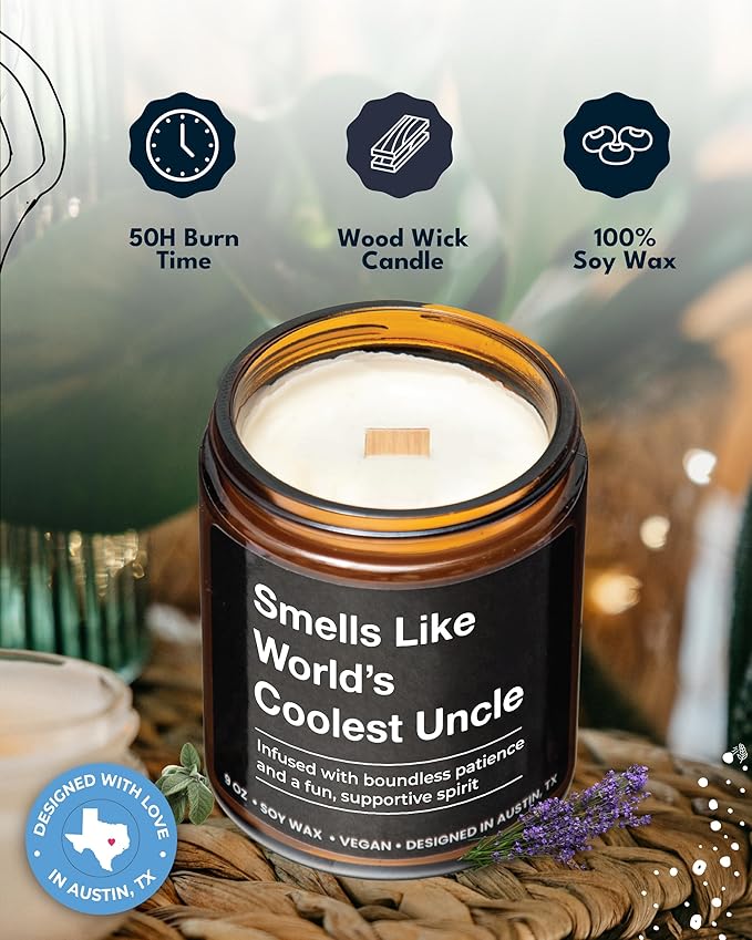 World's Coolest Uncle Candle, Perfect Uncle Gifts for Father's Day, Thoughtful Presents from Nephew or Niece, Best Sentimental Gifts for His Birthday, Christmas, Special Occasions, Gift-Ready