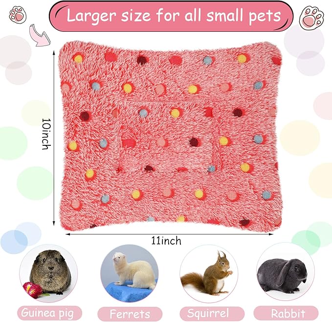 Jetec 3 Pcs Bunny Guinea Pig Beds Soft Bunny Mats Warm Guinea Pig Mat Small Animal Winter Bed Pads Fleece Sleeping Pads for Indoor Rabbit Hamster Squirrel Hedgehog Chinchilla Ferret(Dots)