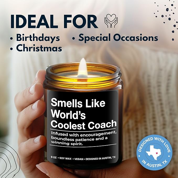 World's Coolest Coach Candle, Best Coach Gifts, Thoughtful Coaches Gifts, Thank You Coaches Presents for Men and Women, Ideal Best Coach Present, Appreciation Gift for Birthday, Christmas, Gift Ready