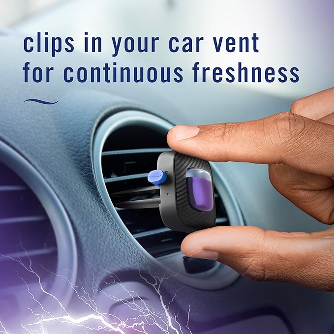 Febreze AUTO Air Freshener, Odor-Fighting Automotive Vent Clip, Midnight Storm Scent, 8 Count