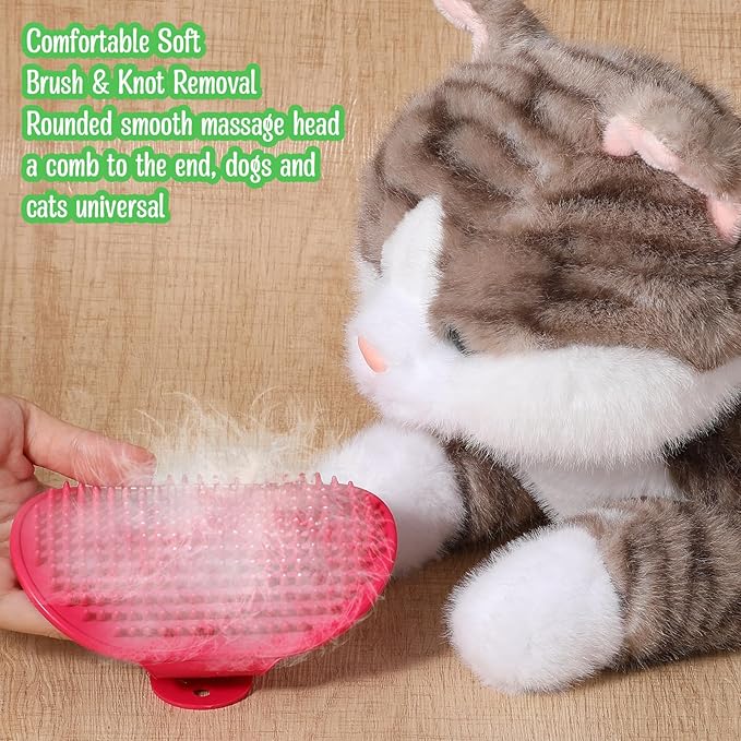 4Pcs Cat Self Groomer for Indoor Cats, Softer Cat Head Scratcher & Face Scratchers, Adjustable Cats Grooming Brush for Climbing Frames & Table Legs, Short/Long Hair Meow Interactive Massager Toy