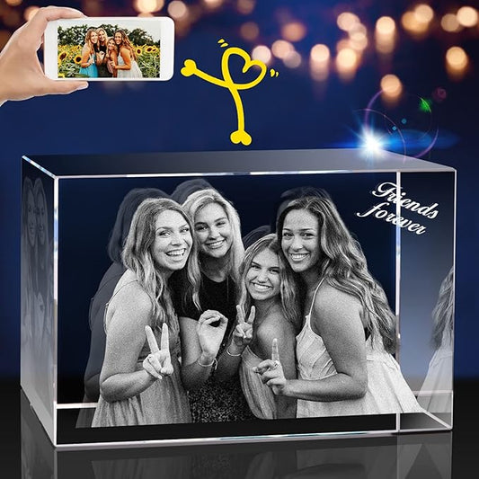 3D Crystal Photo, Personalized Gifts with Your Own Photo for Fathers Day. Customized Gift for Birthday, Wedding, Anniversary, Memorial, Mother’s Day