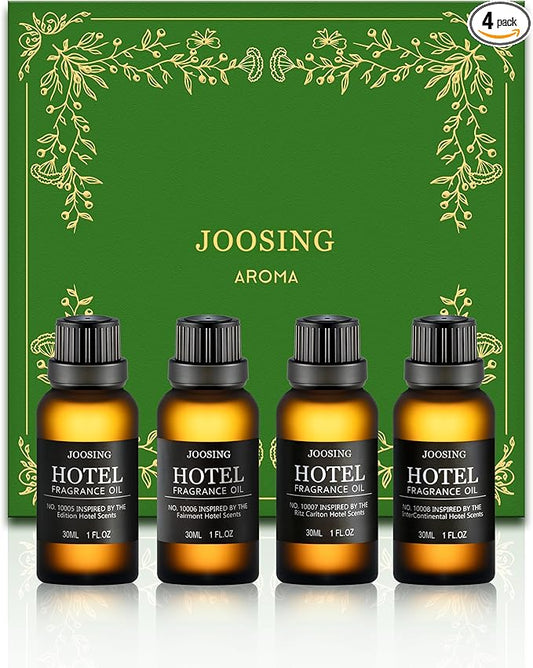 Essential Oils Set, Hotel Diffuser Oil Inspired by The Hotel Scent, Fragrance Oil Glass Bottle for Aromatherapy Diffusers and Humidifiers (4 Fl Oz, Edition + Fairmont + Ritz + Inter)