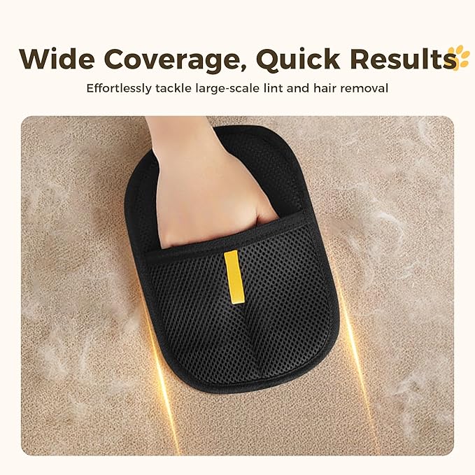 3 Pcs Electrostatic Pet Hair Removal Gloves with Bidirectional Bristle Design, Washable Reusable Cat Dog Hair Remover Grooming Glove Tool for Furniture, Bed Sheets,Car Seat (Black)