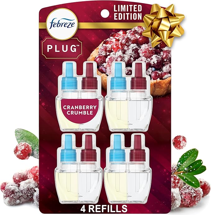Febreze Plug In Air Freshener Scented Oil Refill Cranberry Crumble, 4ct