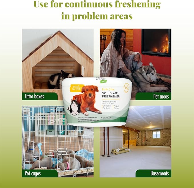 Citrus Magic Pet Solid Air Freshener, Pet Odor Eliminator for Home, Odor Absorber for Dog & Cat Areas and Litter Boxes, Fresh Citrus, 20 Ounces, 2-Pack